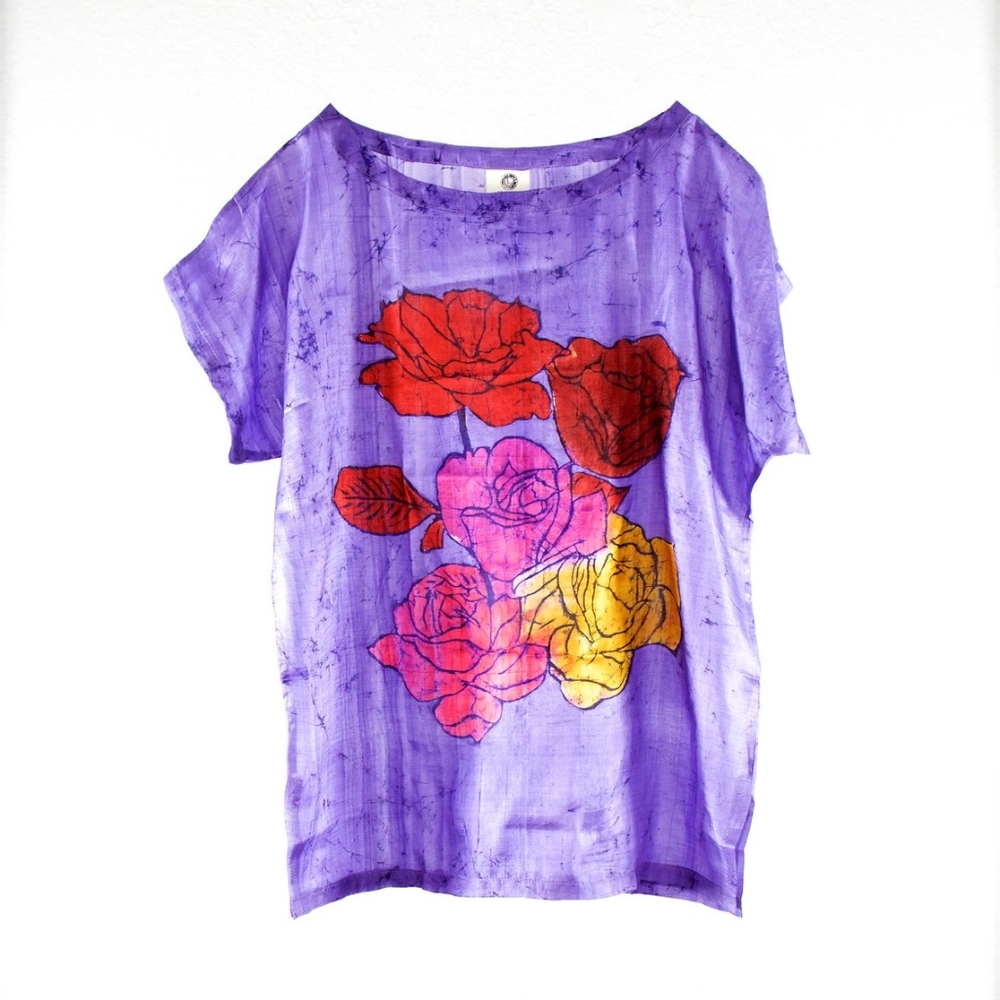 1970's ZODIAC India Hand Blocked SILK Shirt